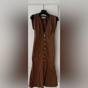 L'Academie Chocolate Button-Down Mini Dress